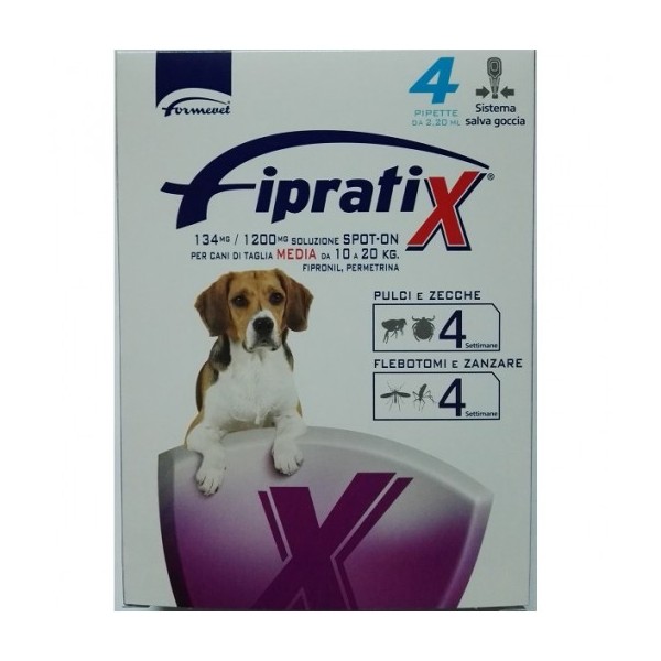 FIPRATIX CANI TAGLIA MEDIA 10-20 KG 4 PIPETTE 2,2 ML