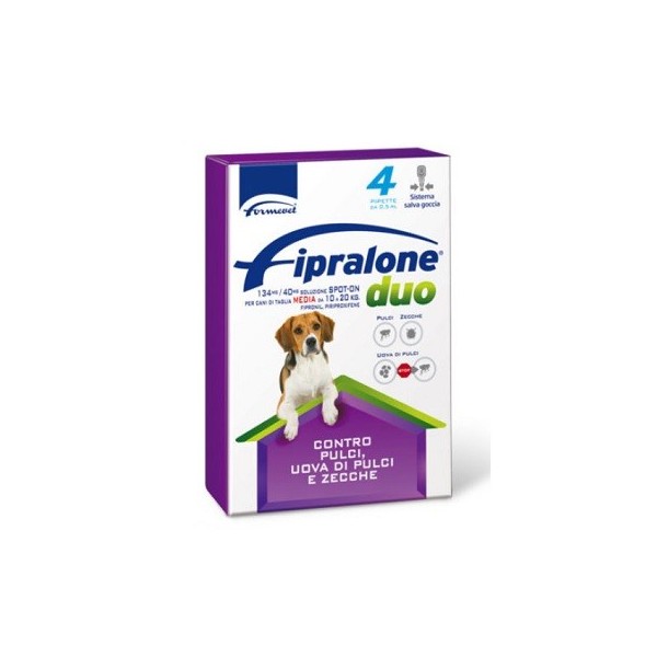FIPRALONE DUO CANI 10-20KG 4 PIPETTE 1,34 ML 134MG/40MG