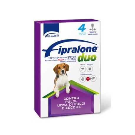 FIPRALONE DUO CANI 10-20KG 4 PIPETTE 1,34 ML 134MG/40MG