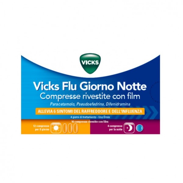 VICKS FLU GIORNO E NOTTE 12 + 4 COMPRESSE