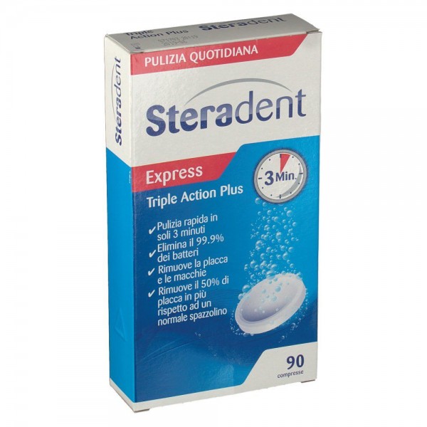 STERADENT TA 90 COMPRESSE PULIZIA DENTIERA TRIPLA AZIONE PLUS