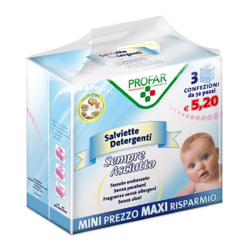 SALVIETTINE SEMPRE ASCIUTTO TRIPACK - SALVIETTINE UMIDIFICATE 72 PZ X 3  CONF. - Farmacia Fornari Dott. Yari