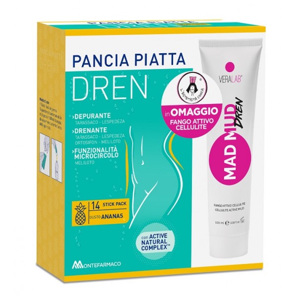 PANCIA PIATTA DREN 14 BUSTINE ANANAS + MAD MUD DREN FANGO ATTIVO 100 ML OMAGGIO