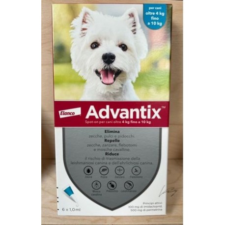 ADVANTIX SPOT ON 6 PIPETTE CANI 4-10 KG  SCAD. 10-2026