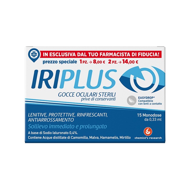 IRIPLUS 0,4% COLLIRIO 15 FLACONI MONODOSE X 2 CONFEZIONI - Farmacia Fornari  Dott. Yari