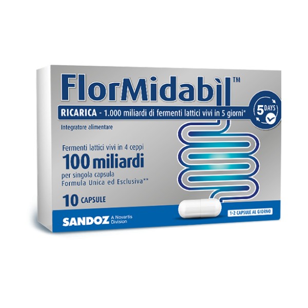 FLORMIDABIL RICARICA 10 CAPSULE  - 100 MILIARDI FERMENTI LATTICI PER SINGOLA CAPSULA