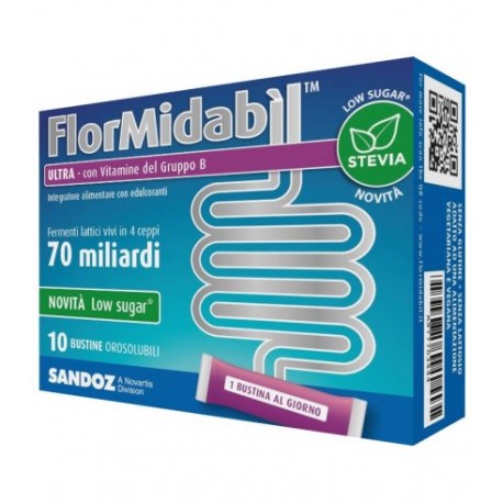 FLORMIDABIL ULTRA 10 BUSTINE OROSOLUBILI CON VITAMINE GRUPPO B -70 MILIARDI FERMENTI LATTICI PER SINGOLA BUSTINA
